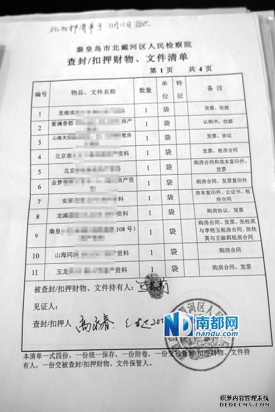 查封馬超群財產(chǎn)時的扣押清單之一。